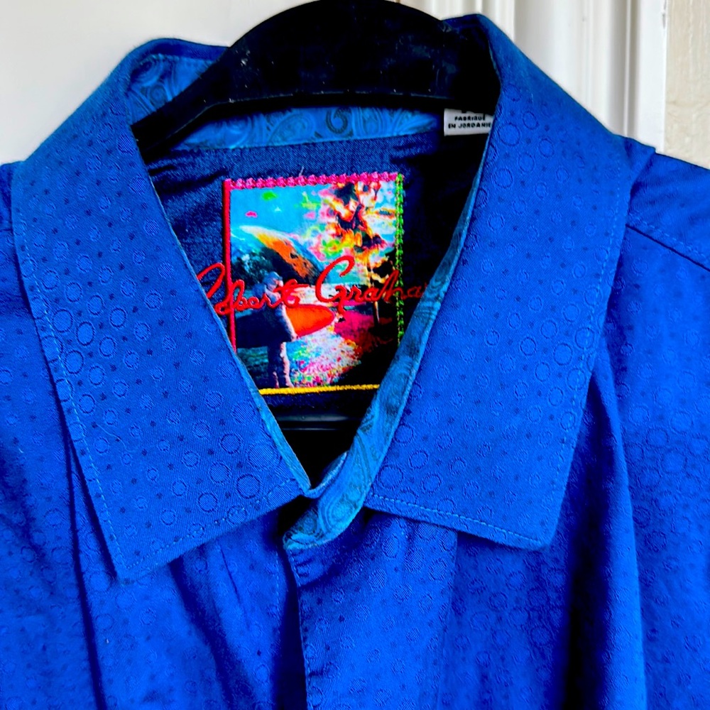 Robert Graham Short Sleeved Blue Shirt Size L